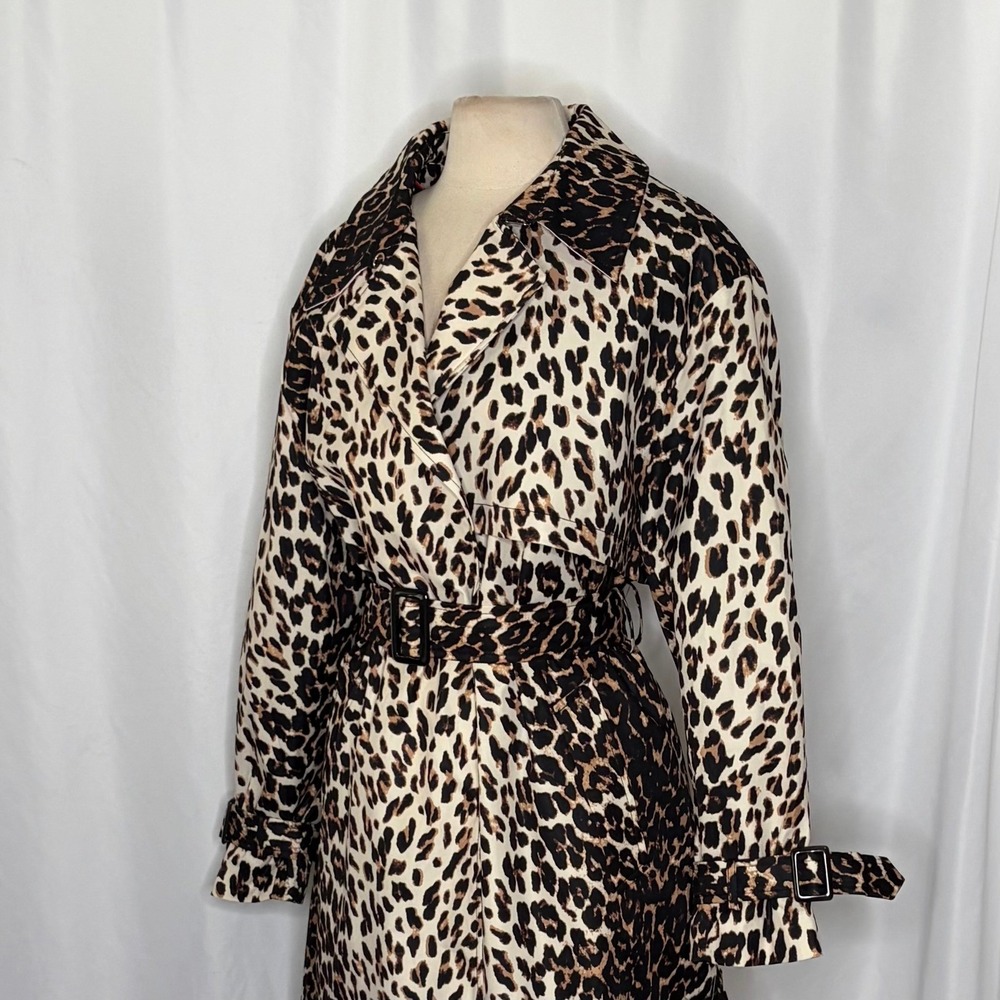 NWT!! KATE SPADE New York Leopard Belted Longline Double Breasted Trench Coat XL - Picture 7 of 16